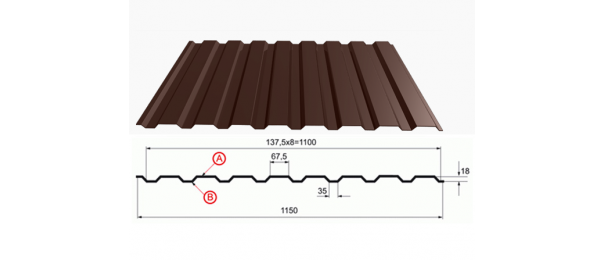 Профнастил коричневый оцинкованный  RAL 8017 С-20 купить недорого в Долгопрудном