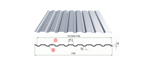 Профнастил оцинкованный С-20 1100x2500 купить недорого в Долгопрудном